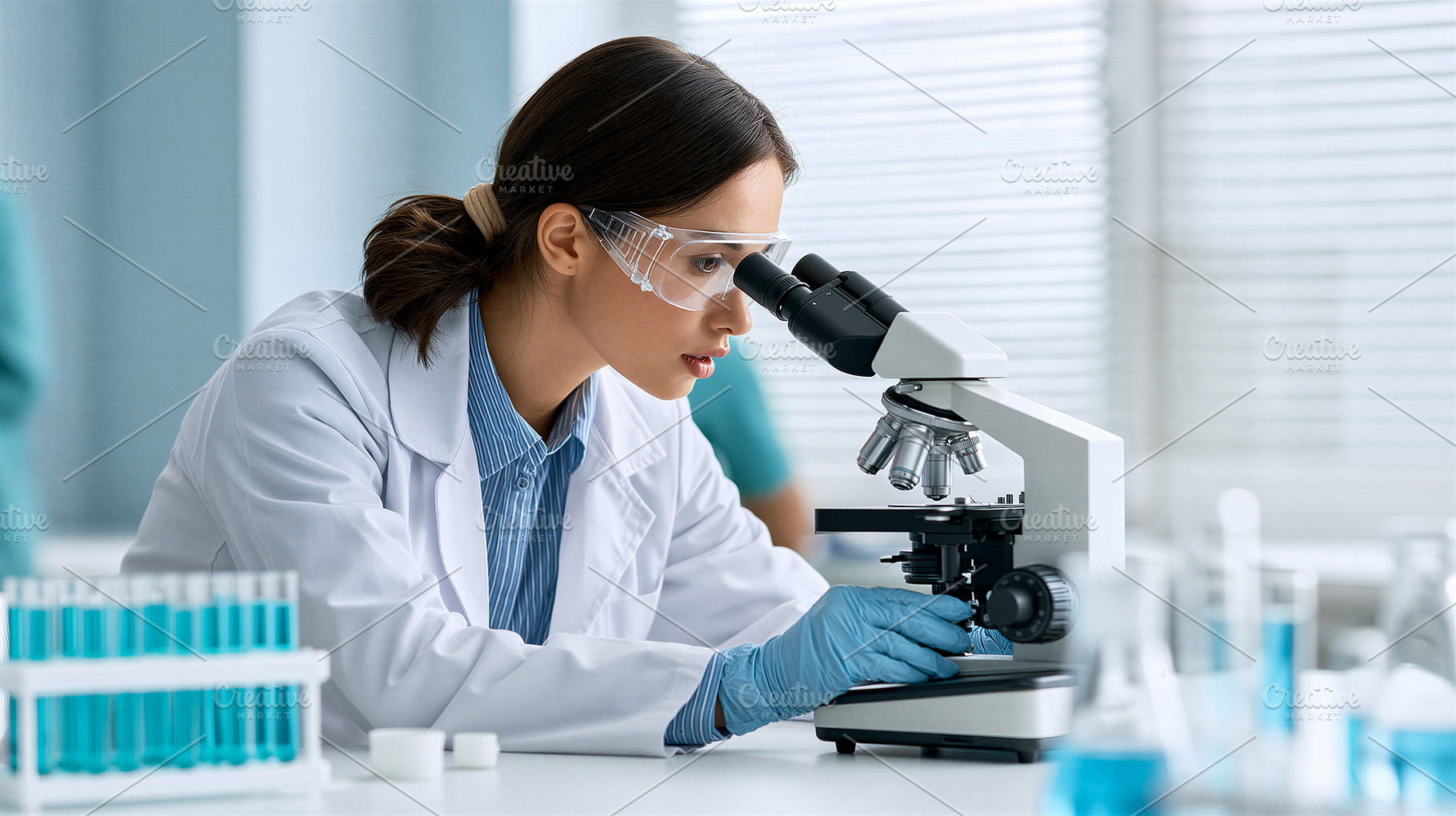 Scientist with microscope, a Health & Medical Photo by 7DesignLab