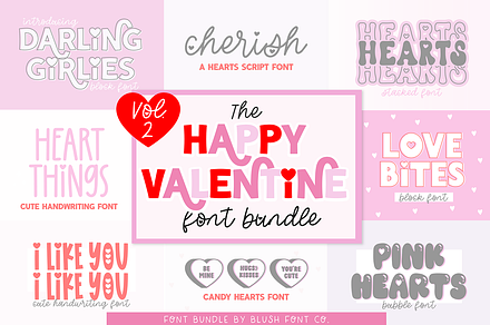 HAPPY VALENTINE Font Bundle V2, a Handwritten Font by Blush Font Co.