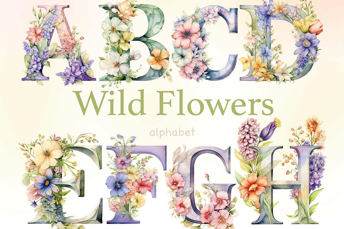 Wild Flowers Alphabet | Spring Lette, a Seasonal Illustration by GlamArtZhanna (Photo 1 of 6)
