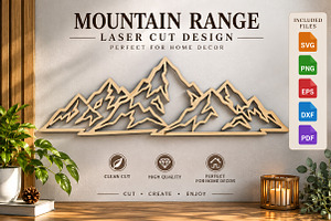 Mountain Range Laser Cut SVG, an Object Graphic by DreamCafeArt