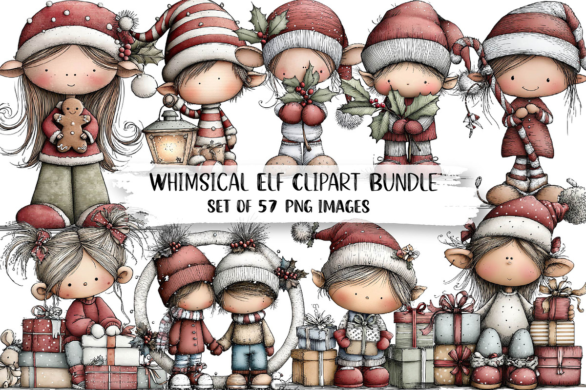 Whimsical Elf Clipart Bundle, an Illustration by DreamPrint404 (Photo 1 of 5)