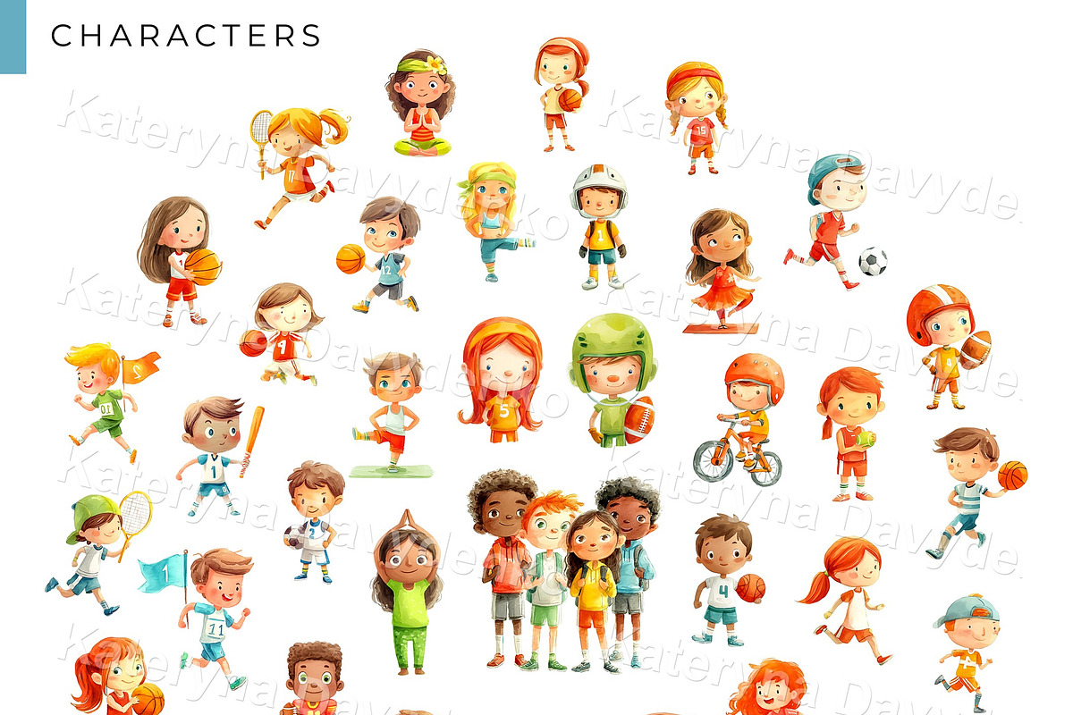 Kids Sports Activity Clipart Bundle, a Sport Illustration by Bubert Art (Photo 3 of 4)