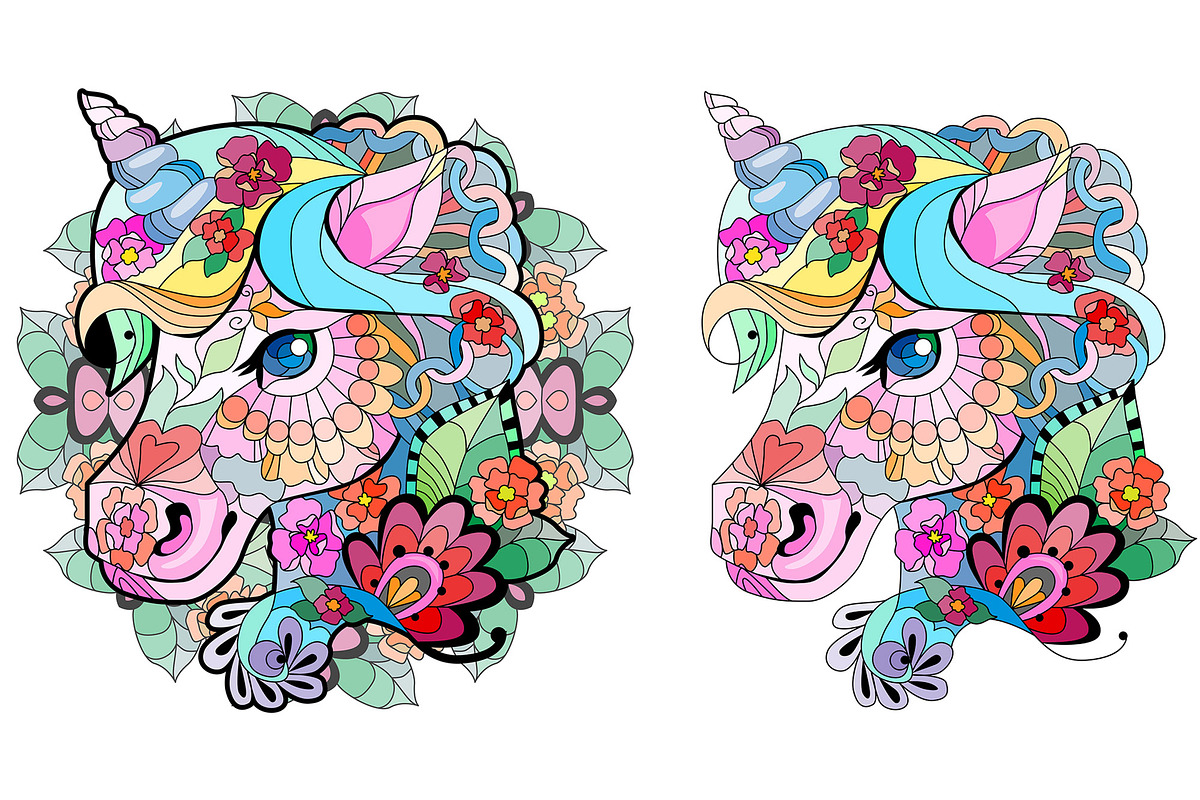 Unicorns for coloring, an Animal Illustration by Watercolor fantasy (Photo 4 of 8)
