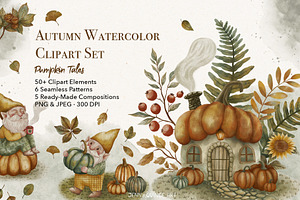 Cozy Autumn Gnomes & Pumpkin Clipart