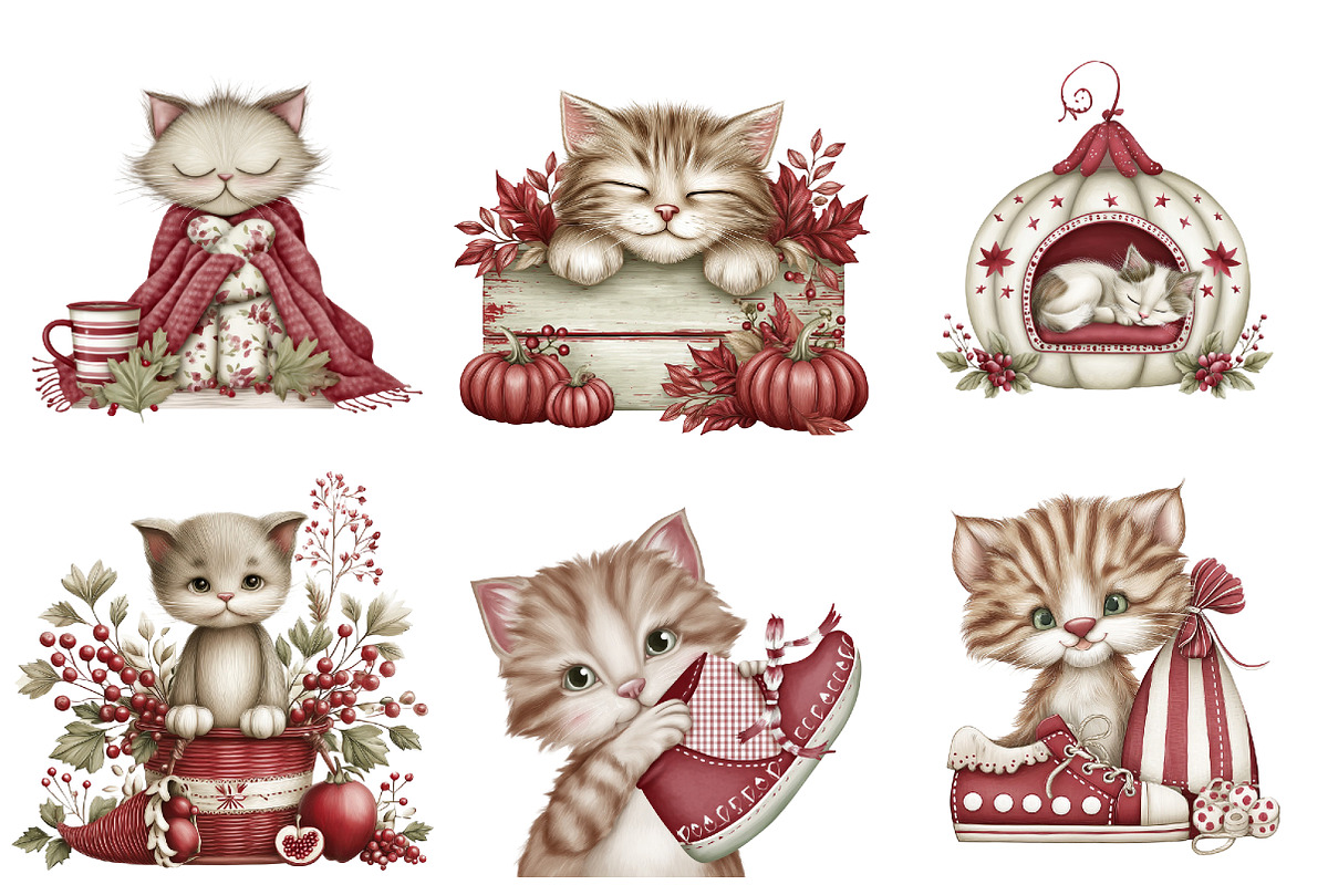 Thanksgiving Cat Clipart, an Illustration by DreamArtGraphic (Photo 5 of 5)