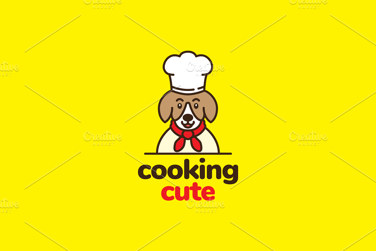 chef dog cartoon character logo, a Branding & Logo Template by devastd
