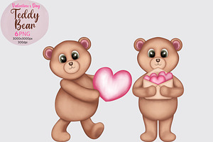 Valentine's Day Teddy Bears Clipart.