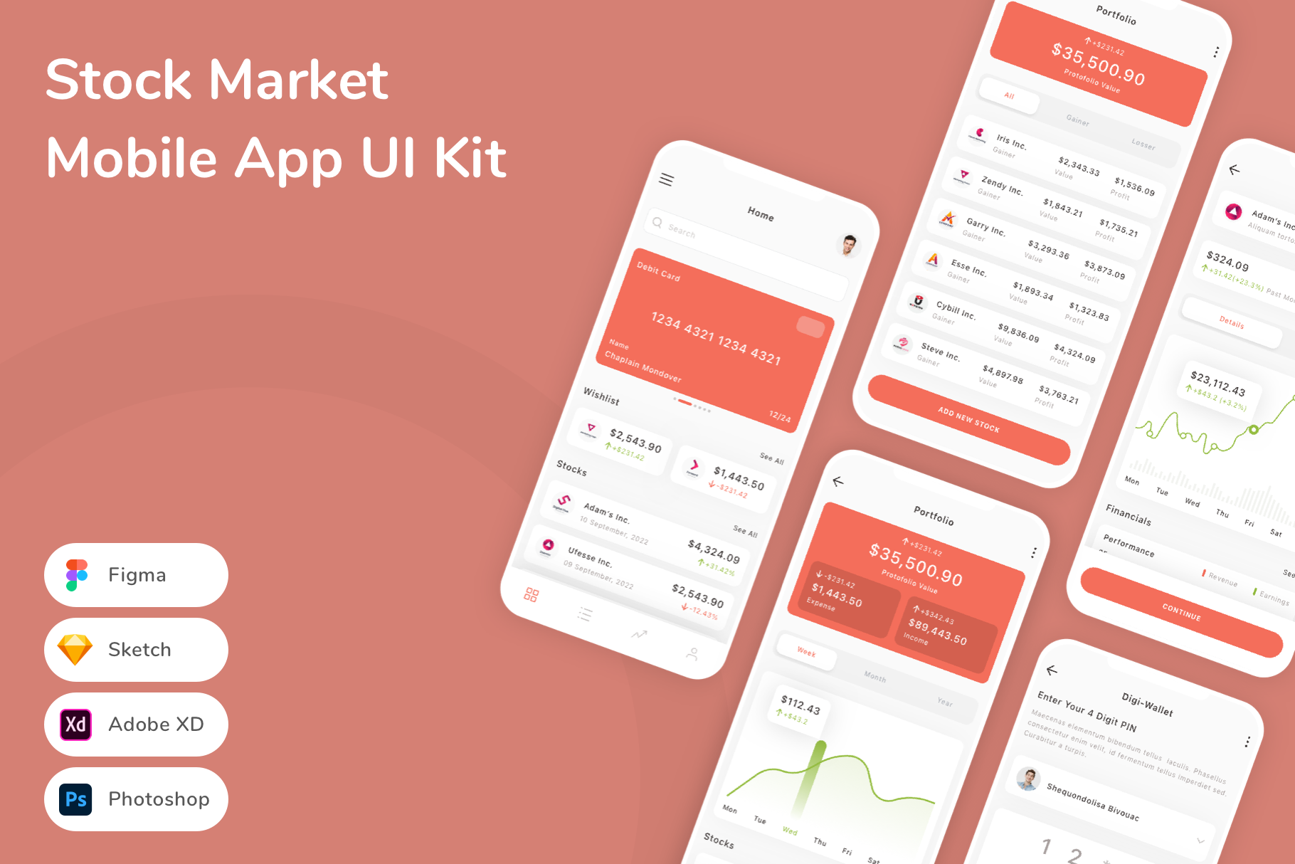 Stock Market Mobile App UI Kit, an UI Kit Template by Betush