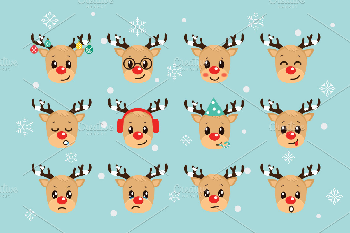 12 Cute Reindeers, an Animal Illustration by lavinialorena (Photo 1 of 5)