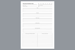 Online Marketing Planner Sheets