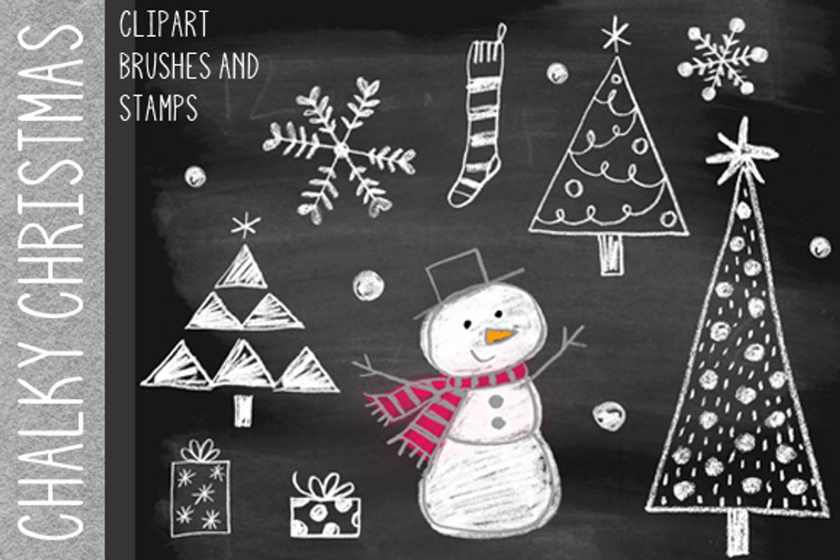 Chalky Christmas Clipart & Brushes, an Illustration by Colors on Paper (Photo 1 of 2)