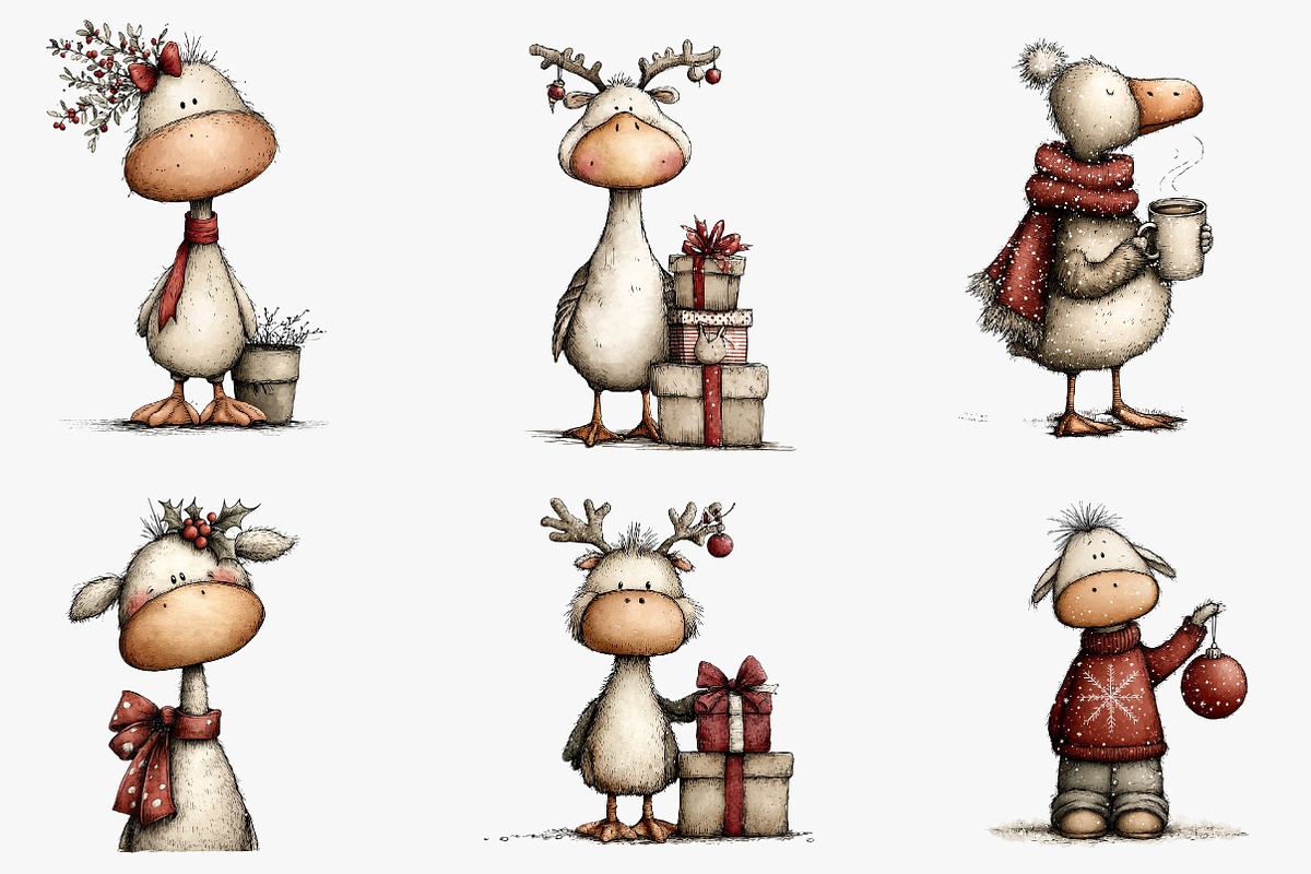 Funny Goose Christmas Clipart, an Illustration by CreationArt (Photo 5 of 5)
