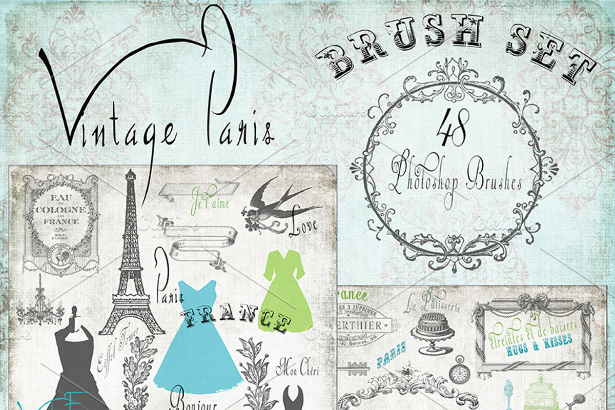 Vintage Paris- French Brush Set, a Brush Add-On by Le Paper Cafe (Photo 1 of 5)