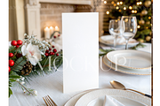 4x9 Christmas Card on Festive Table, a Product Mockup by MockupWizard (Thumbnail 1 of 3)