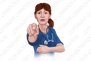 Doctor or Nurse Woman in Scrubs, an Illustration by Christos Georghiou