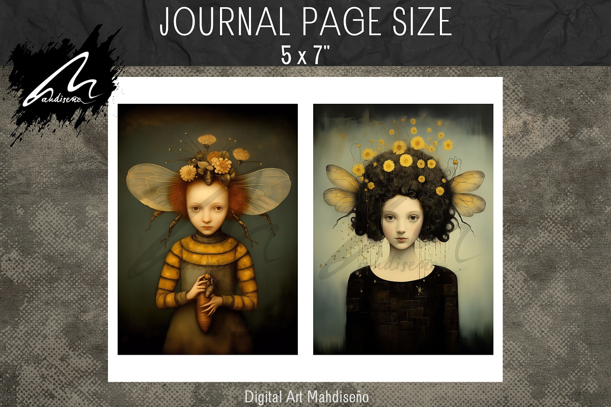 Honeybee Girl, Whimsy Collage Pages, a Person Illustration by Digital Art Mahdiseño (Photo 6 of 9)