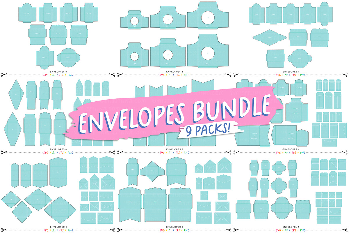 Envelopes Bundle SVG Cutting Files, an Invitation Template by Miss Tiina (Photo 1 of 11)