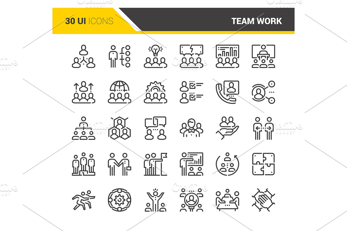 Team Work Icons, an Outline Icon by Maxim_Basinski
