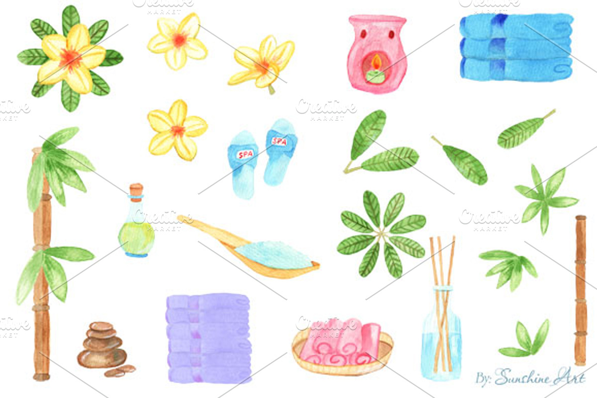 Watercolor SPA Design Elements, an Object Graphic by Sunshine Art Shop (Photo 3 of 7)