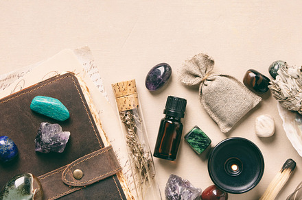 Spiritual Collection of Healing Crystals and Herbs for Wellness, a Health & Medical Photo by Natalia Klenova's Shop