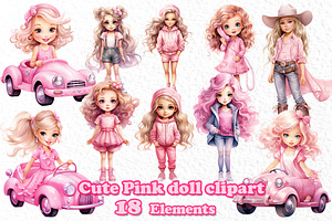 Pink Doll Clipart Barbiecore Png