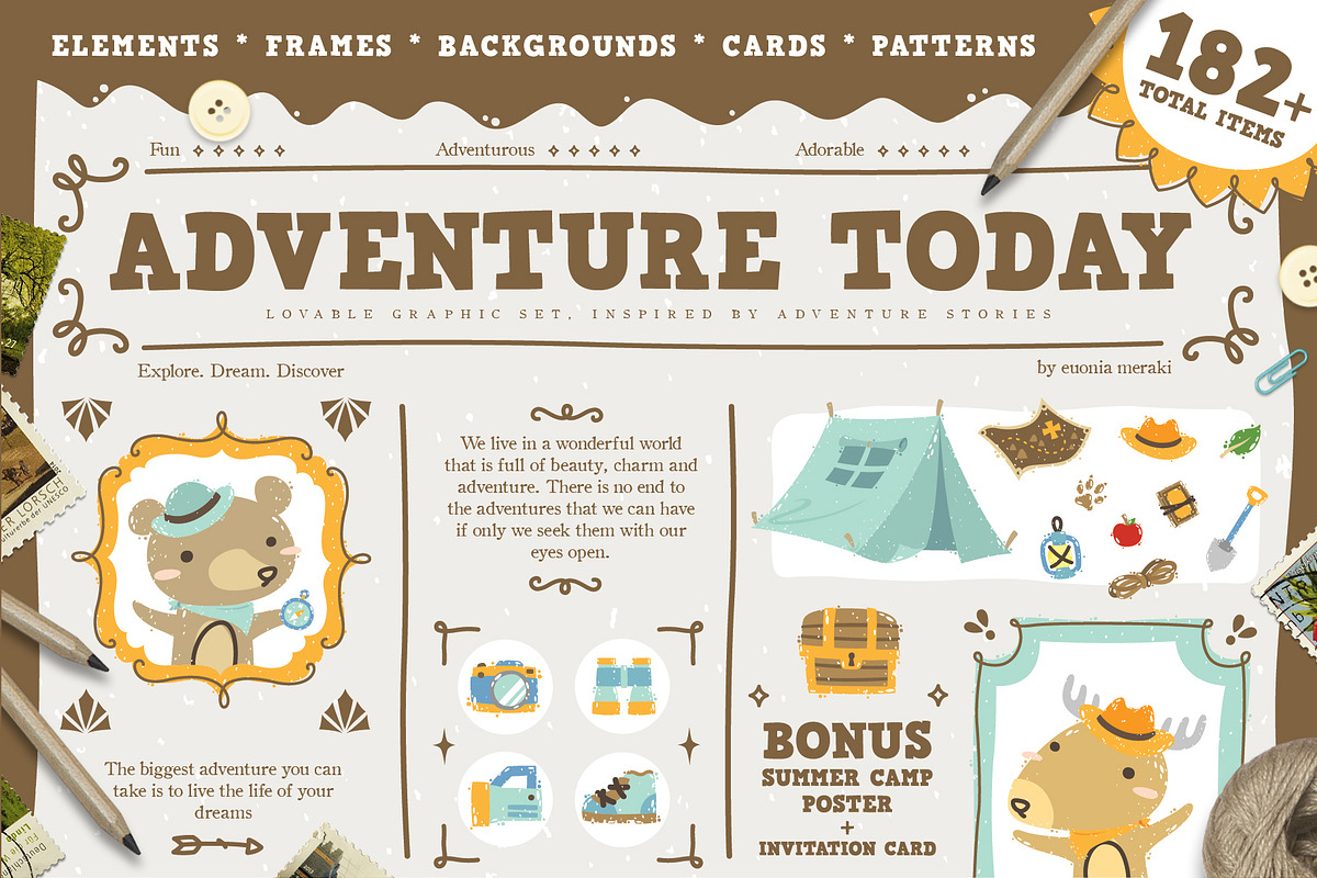 SALE Adventure Today-Camping Clipart, an Animal Illustration by Euonia Meraki (Photo 1 of 11)