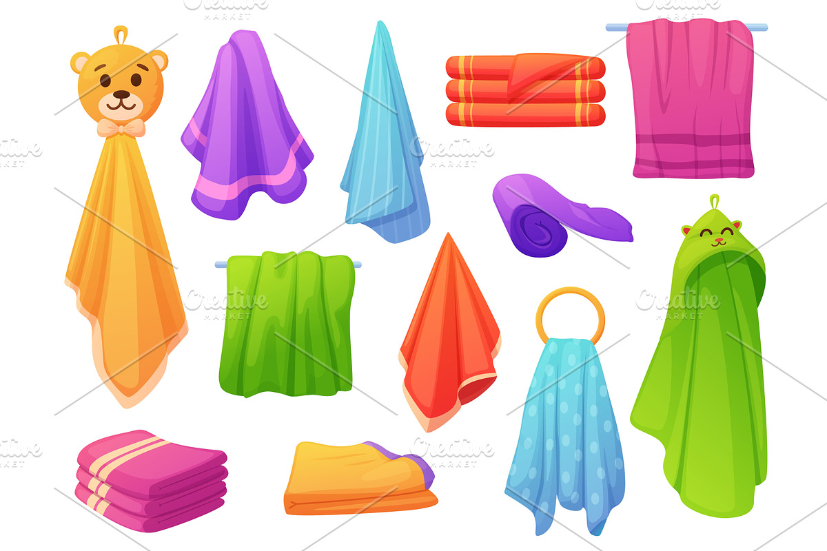 Cartoon bath towels. Children and, an Object Illustration by LadadikArt