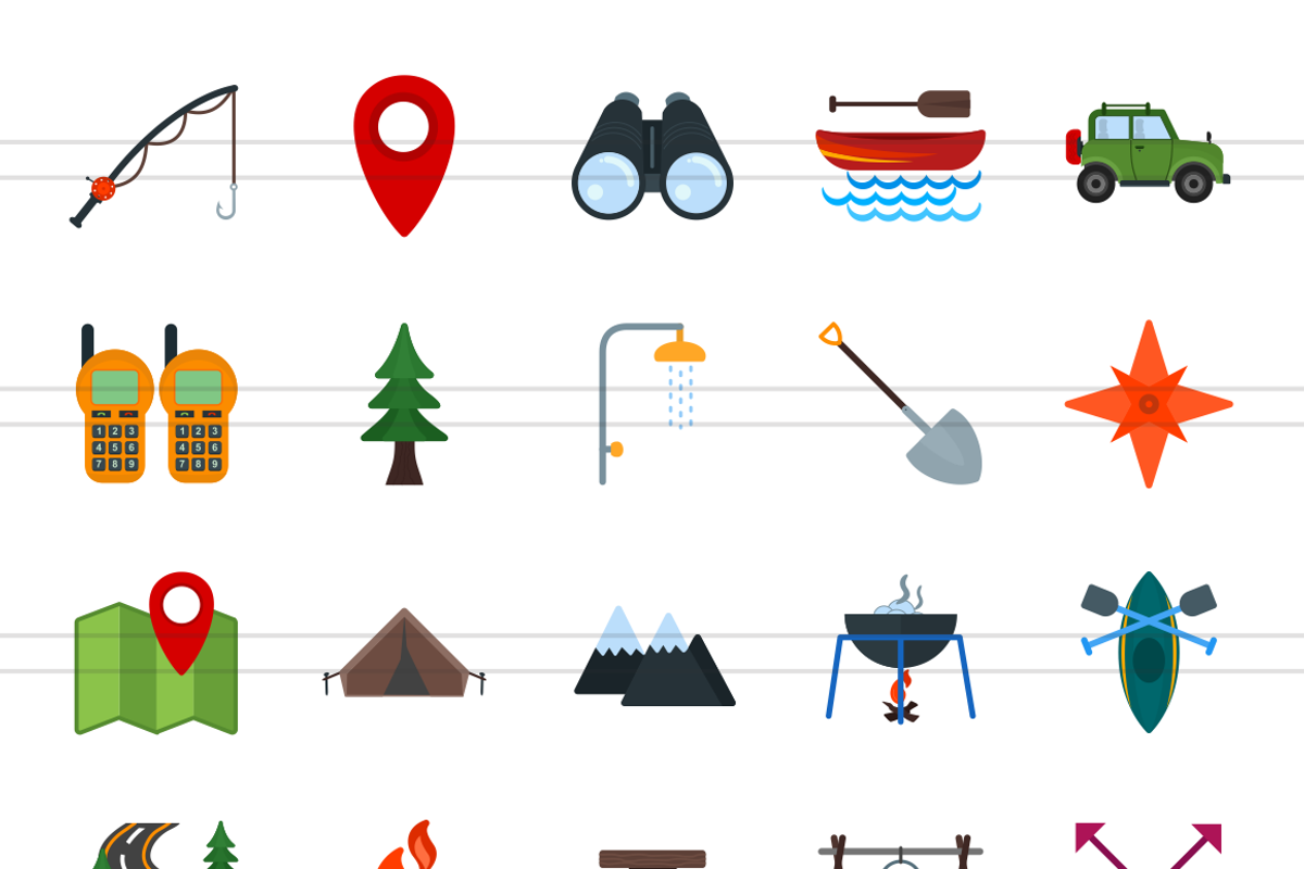 50 Camping Flat Multicolor Icons preview 2