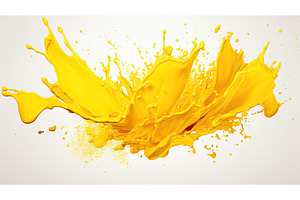 cheerful yellow splash ai generated, an Abstract Photo by pikepicture