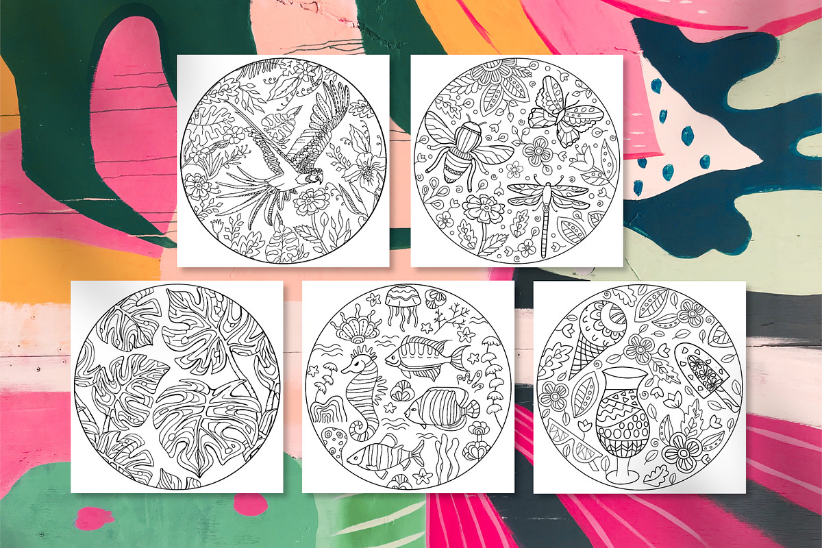 10 Circle Coloring Pages | Nature, an Animal Illustration by ChristinaDesigns (Photo 4 of 7)