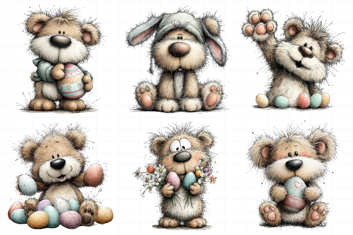 Whimsical Easter Teddy Bear Clipart, an Illustration by Daily.Designs (Photo 3 of 8)
