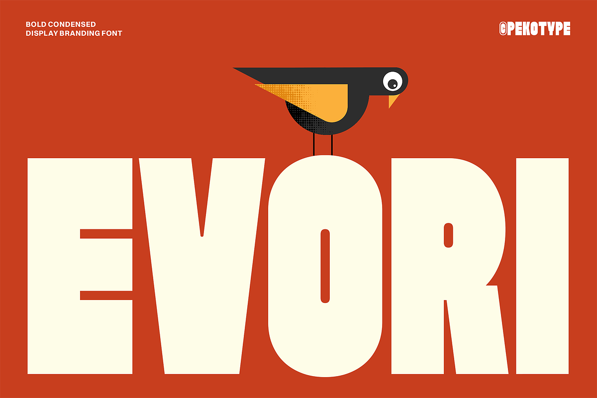 Evori - Bold Condensed Display Font, a Sans Serif Font by Pekotype (Photo 1 of 15)