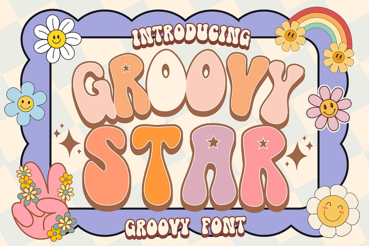 Groovy Star is a groovy font, a Sans Serif Font by Brown Cupple (Photo 1 of 6)