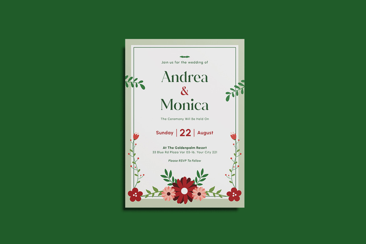 Peppa Floral Wedding Invitation, an Invitation Template by iDoodle Studio (Photo 2 of 4)