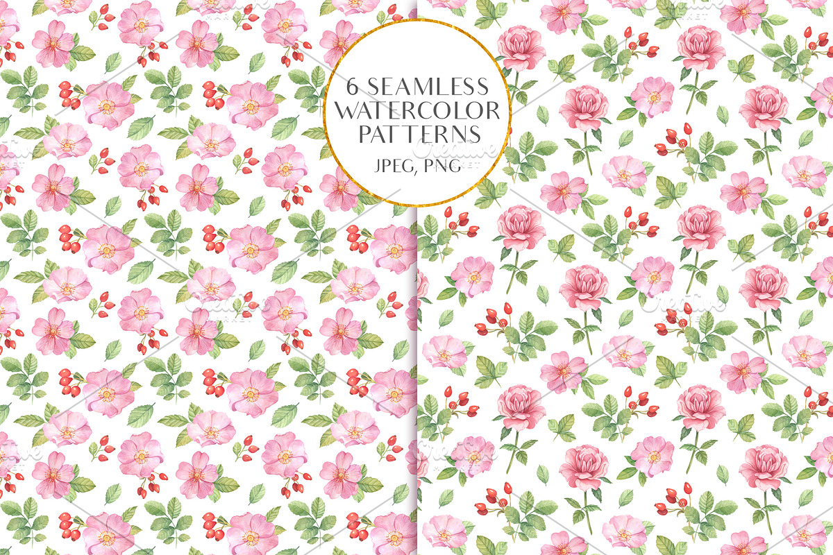 Seamless Roses Patterns, a Pattern Graphic by Irina Diasli (Photo 3 of 6)