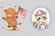 4th of July Clipart Patriotic Animal, an Animal Illustration by SugarCloudStudioArt (Thumbnail 7 of 7)