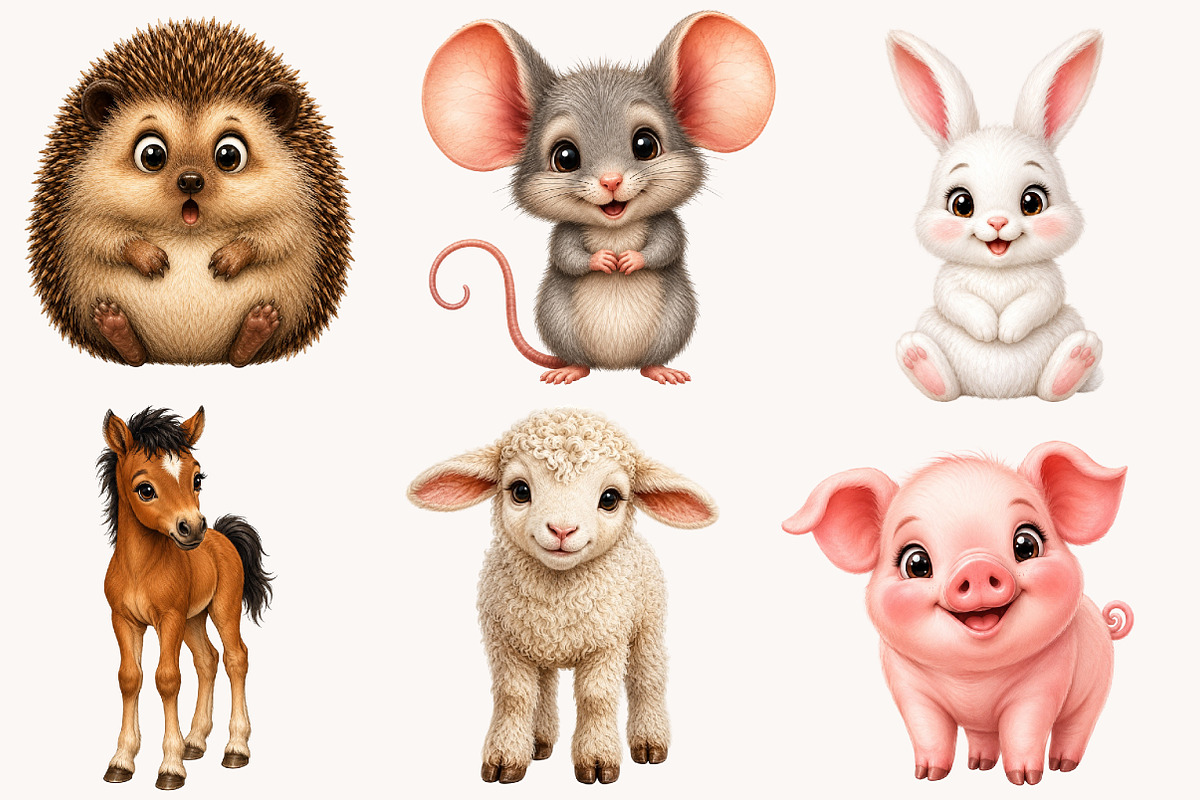 Quirky Farm Animals Clipart PNG, a Seasonal Illustration by Designworld (Photo 5 of 9)