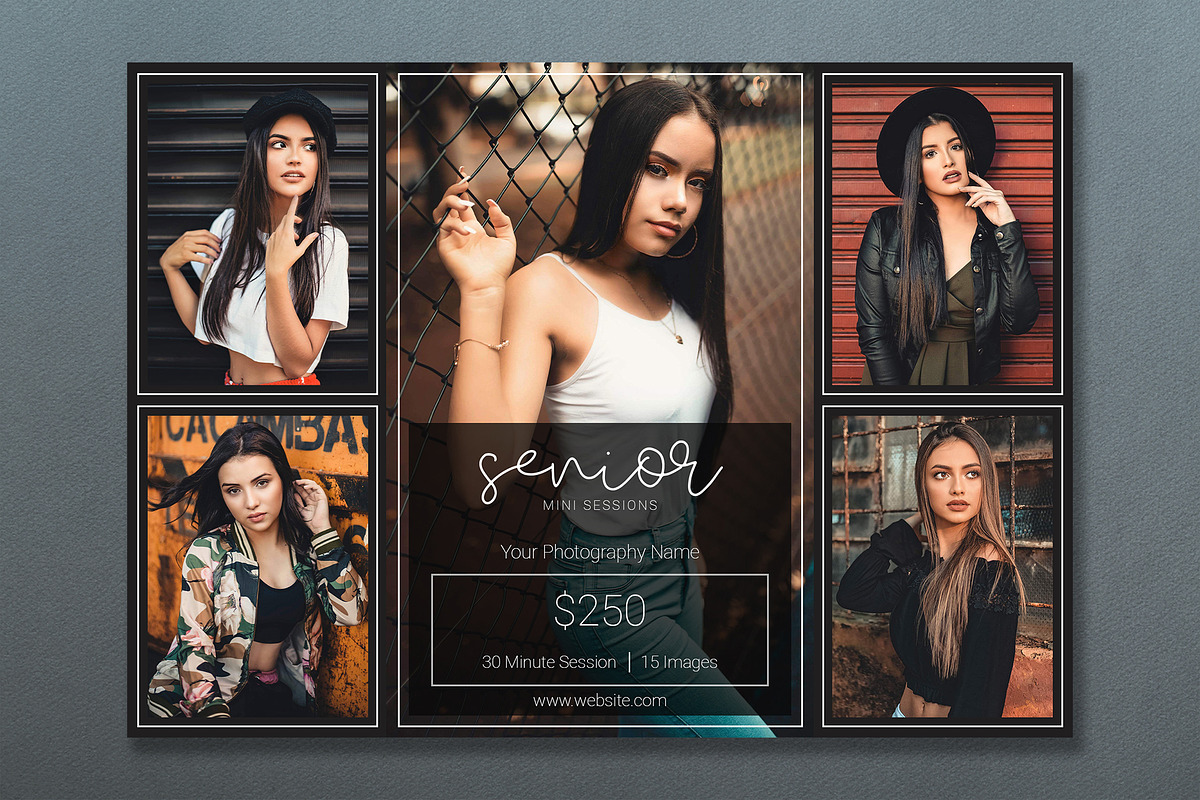 Senior Session Template PSD, a Flyer Template by Two Flamingos Shop
