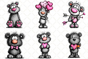 Whimsical Valentine Teddy Bear Clipa, an Illustration by Black Bird Studio (Thumbnail 3 of 6)