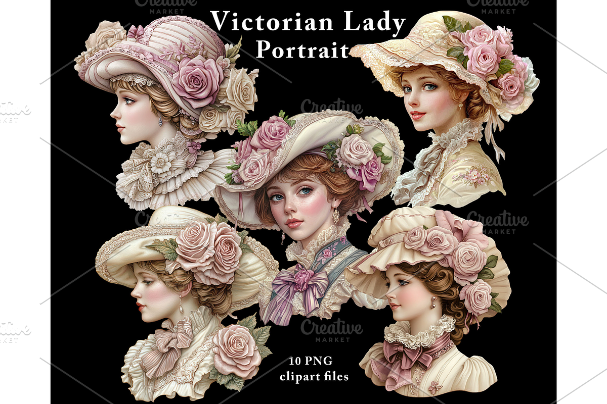 Victorian Lady Portrait Clipart PNG, an Illustration by Memories By Lea (Photo 4 of 9)
