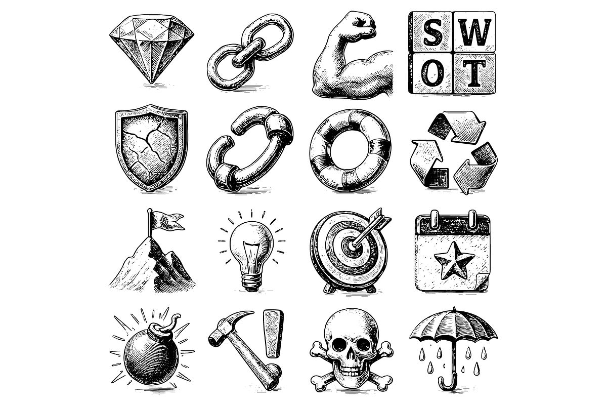 Business and Strategy Icons Set, an Object Graphic by nikagraphic