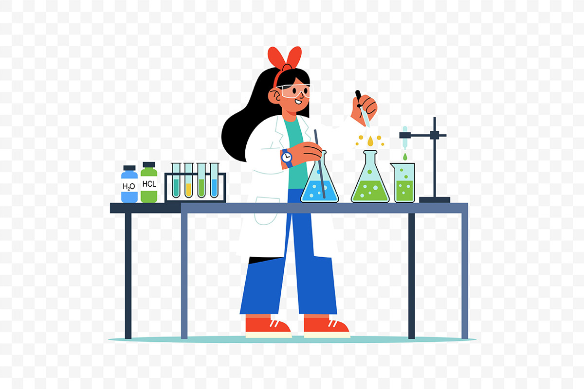 Female Scientist Analyzing Test Tube, a Healthcare Illustration by Partikusi Design (Photo 3 of 3)