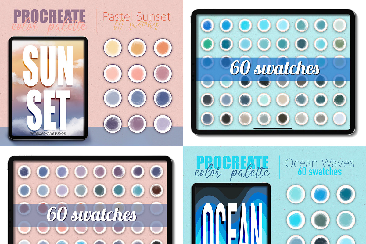 Procreate color palettes bundle, a Brush Add-On by PDknyStudio