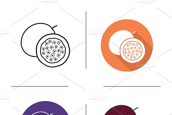 Passionfruit Icons. Vector