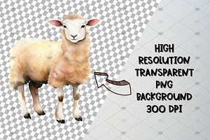 Watercolor Sheep Clipart, Lamb Png