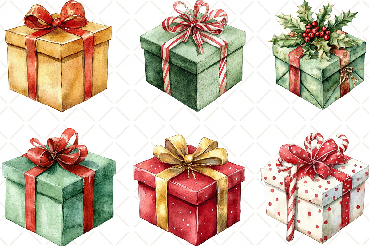 Christmas Gifts Box Clipart, an Illustration by Black Bird Studio (Photo 6 of 6)