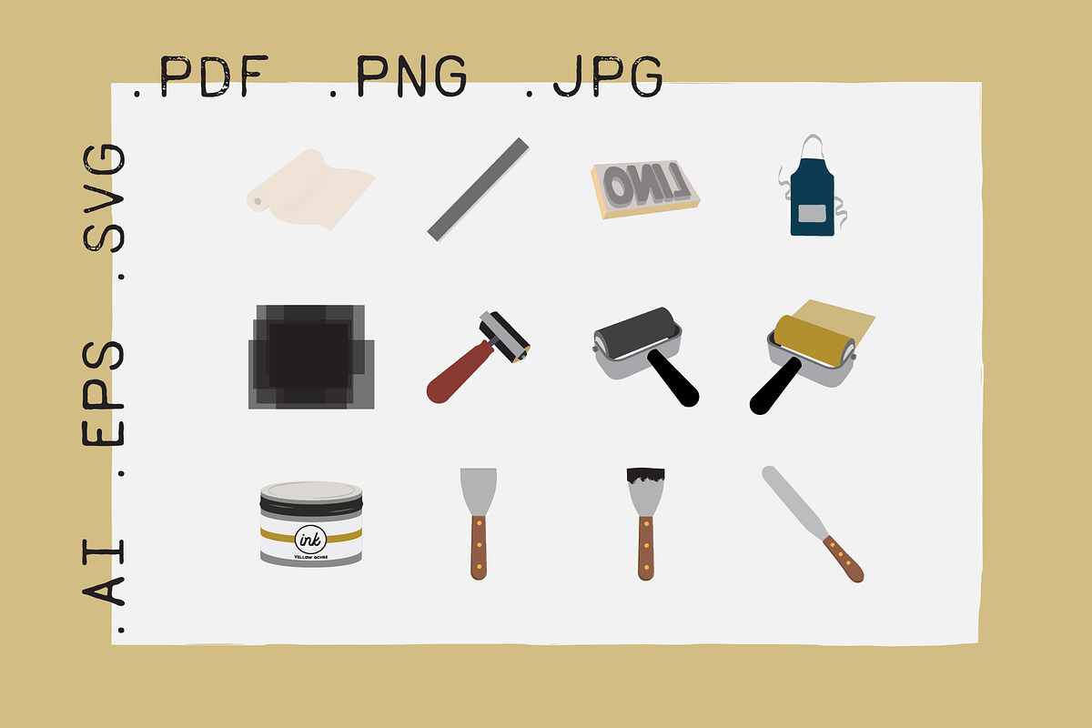 Printmaking Vector Graphic Pack, an Icon by mellodesignco (Photo 4 of 4)