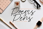 Poems & Pens Script Font, a Script Font by Ryn Pojas (Thumbnail 1 of 9)