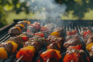 Barbecue grill with different kinds of meat, a Food & Drink Photo by AlyaAnd