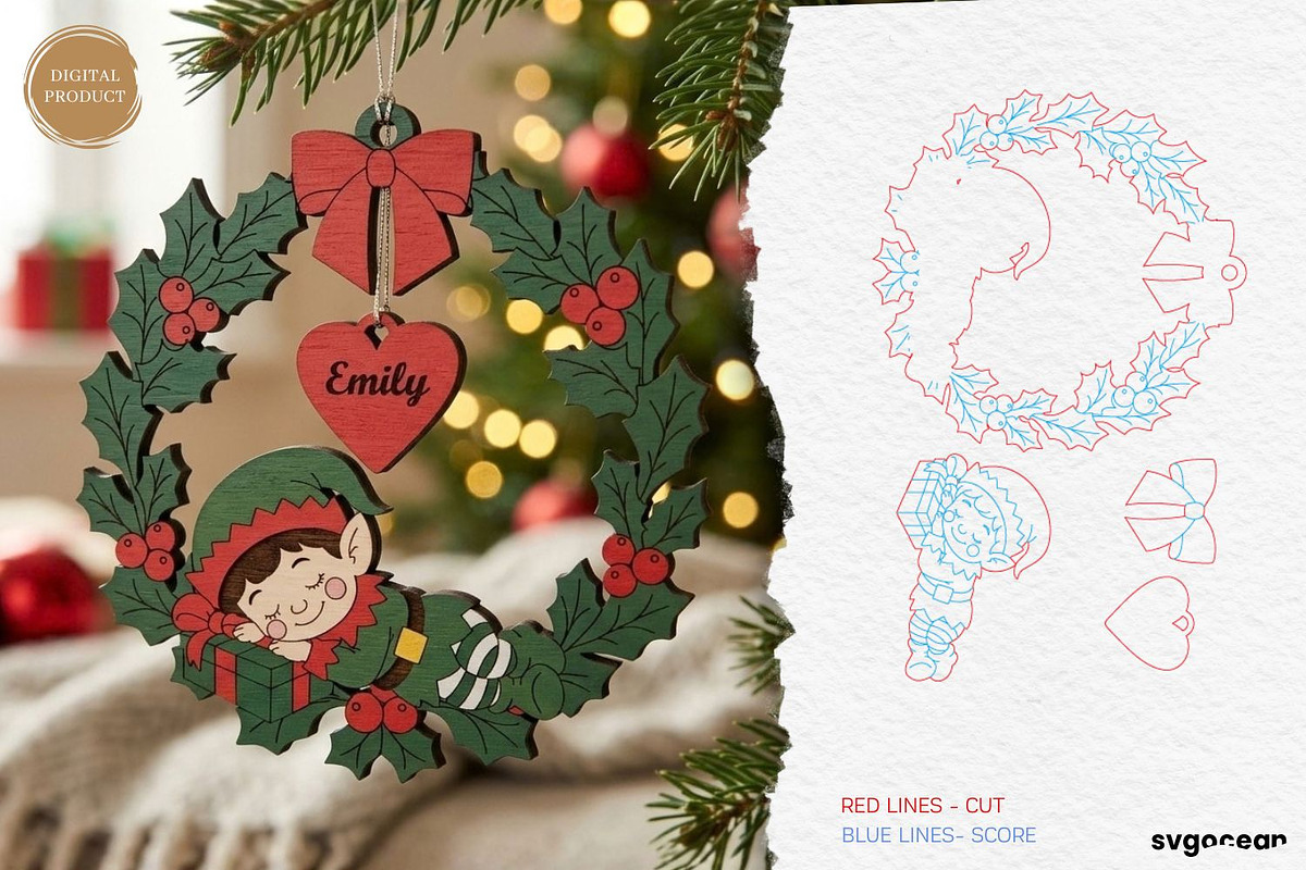 Personalized Christmas Ornaments SVG, a Decorative Illustration by svgocean (Photo 14 of 14)